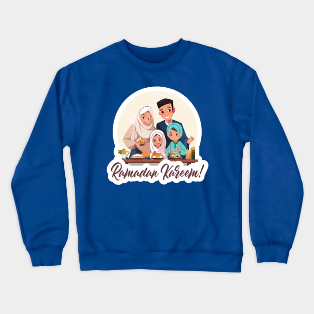 Ramadan Family Dinner Cartoon Crewneck Sweatshirt by MK3